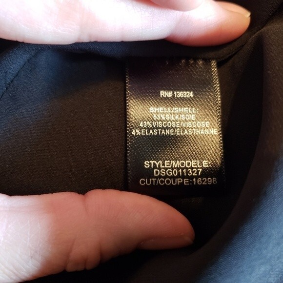 HALSTON HERITAGE High Neck Flowy Cami Silk Dress Black Back Logo - Picture 12 of 13